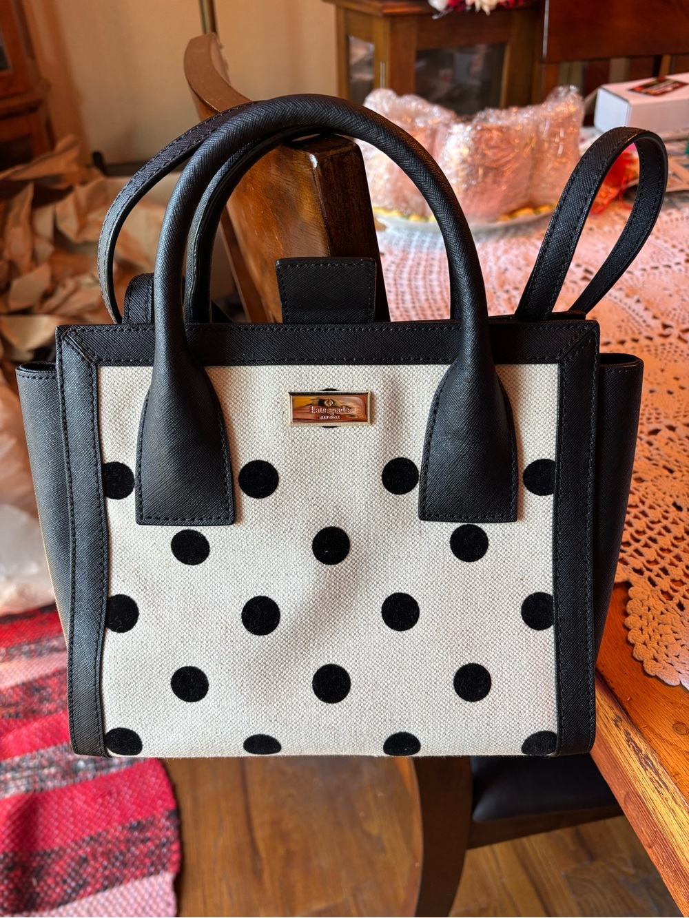 kate spade Black and White Polka Dot Satchel